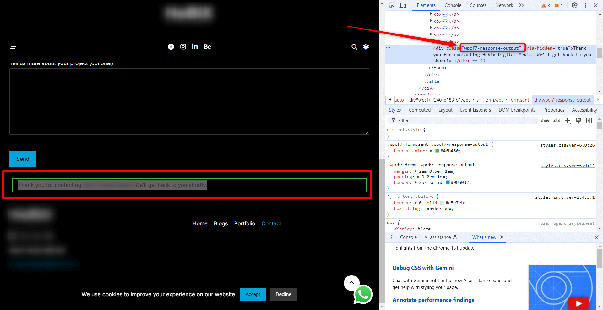 get the form class from inspect element