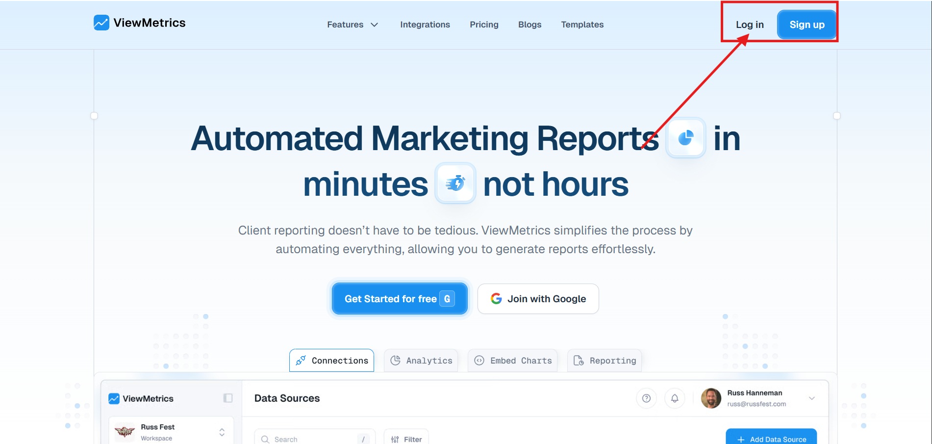Create or Log In to Your ViewMetrics Account