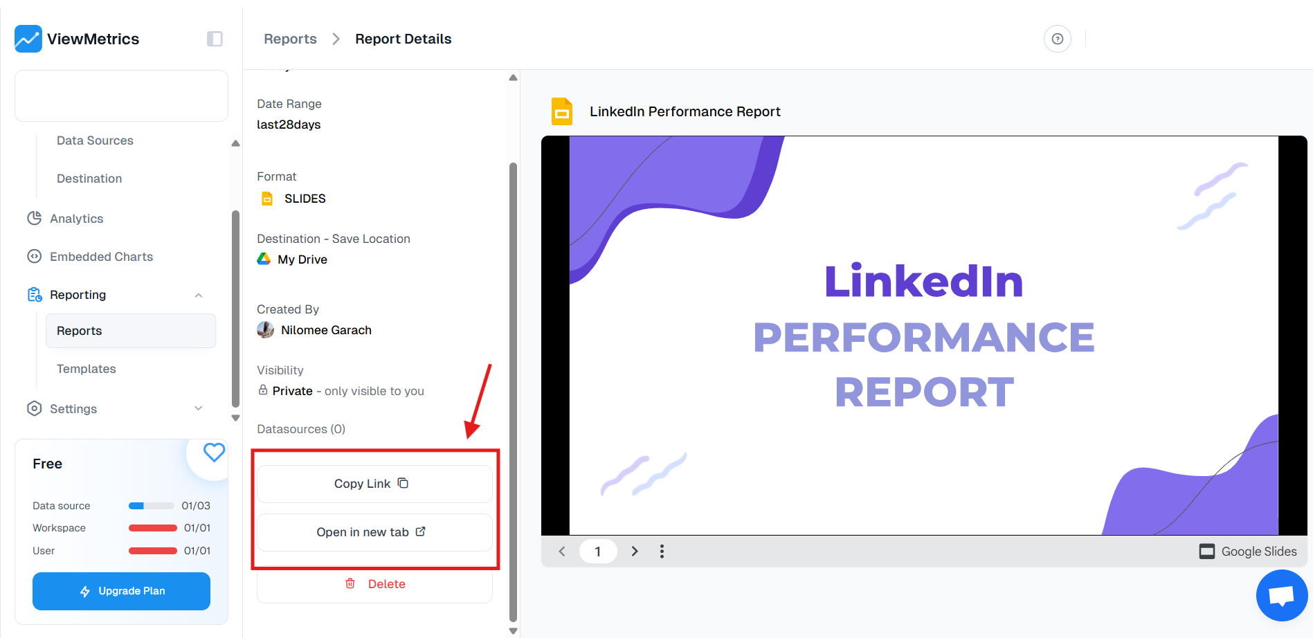 access and share the report